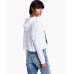  Womens Studded Graphic Hoodie (White, L)