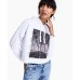  Womens Studded Graphic Hoodie (White, L)
