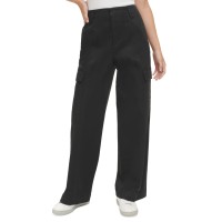 Calvin Klein Jeans Women’s Super-High-Waist Wide-Leg Cargo Pants – Black, 12