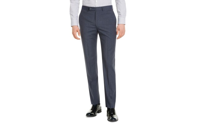 Men’s Slim-Fit Performance Stretch Wrinkle-Resistant Mini Grid Dress Pants, Navy, 40X32