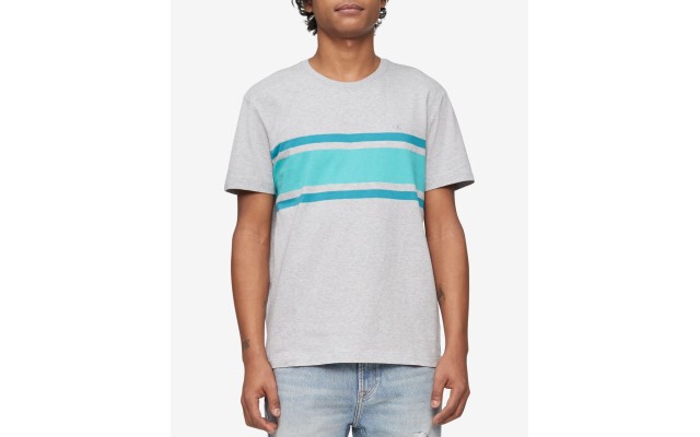  Men’s Chest Stripe T-Shirt, Gray, Small