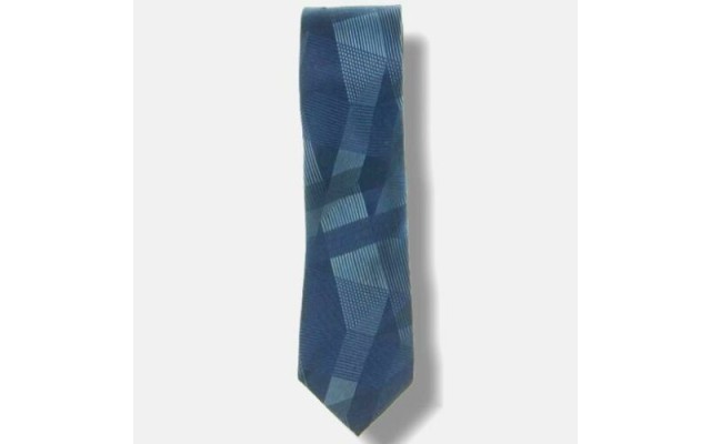  Men’s Macro Geometric Skinny Business Neck Tie Silk, Navy