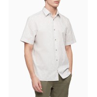 Calvin Klein Men’s Short Sleeve Stretch Cotton Pattern Shirt, Light Gray, Small