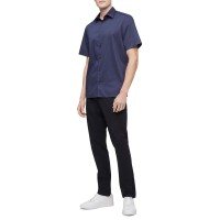 Calvin Klein Men’s Short Sleeve Stretch Cotton Pattern Shirt, Navy/L
