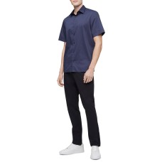 Calvin Klein Men’s Short Sleeve Stretch Cotton Pattern Shirt, Navy/L