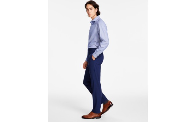  Men’s Slim-Fit Performance Dress Pants, Blue, 40×30
