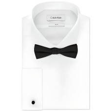 Calvin Klein Men’s Slim-Fit Solid French Cuff Dress Shirt & Pre-Tied Bow Tie Set, White, 17-1/2. 36-37