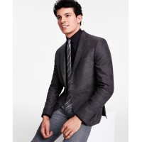 Calvin Klein Men’s Slim-Fit Wool Woven Herringbone Sport Coat, Balck/White, 38R