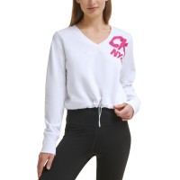 Calvin Klein Performance Women’s Cinched Logo Sweatshirt, White/Pink, Small