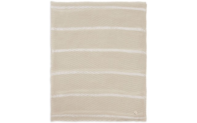  Satin Striped Pleated Scarf, Beige