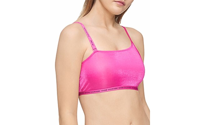  Women's Glisten Asymmetrical Bralettes, Pink, Medium
