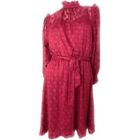 Calvin Klein Women’s 3/4 Sleeve Clip Dot Mock Neck Dress Cranberry 6