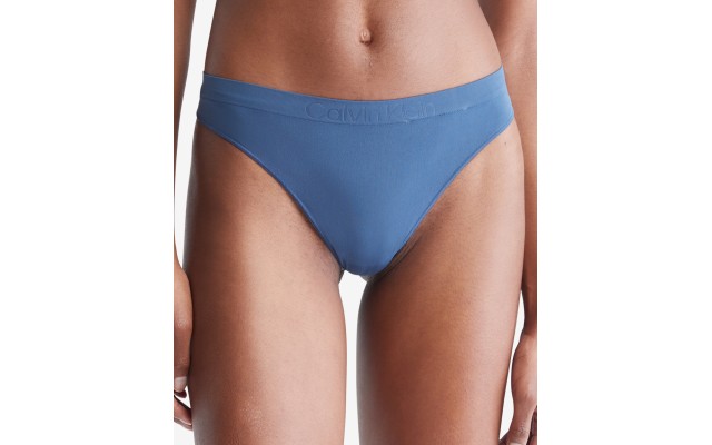  Women’s Bonded Flex Mid-Rise Thong Panty, Blue, Small