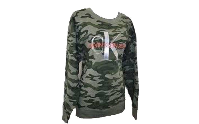  Womens Camo Pullover, Green, Medium