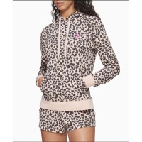 Calvin Klein Women’s CK One Cotton Long Sleeve Sweatshirt, Sketched Leopard Print Honey Almond, X-Small