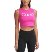 Calvin Klein Womens Cropped Logo Top, Medium, Hot Pink