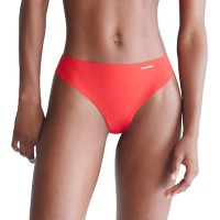 Calvin Klein Women’s Invisibles Thong Panty, Red, Large