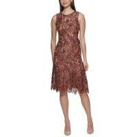 Calvin Klein Women’s Lace Sheath Dress, Red, 2