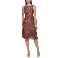 Calvin Klein Women’s Lace Sheath Dress, Red, 2