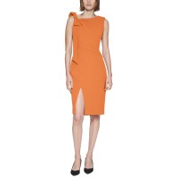 Calvin Klein Womens Petite Bow Sheath Dress, Orange/2P
