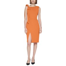 Calvin Klein Womens Petite Bow Sheath Dress, Orange/2P