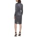  Womens Petite Metallic Animal-Print Ruched Dress, Silver/12P