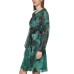  Womens Petite Printed Belted Fit & Flare Dress, Green/10P