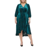 Calvin Klein Womens Plus Size Velvet A-Line Midi Dress, Aqua/22W