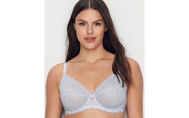  Women’s Seductive Comfort With Lace Full Coverage Bra, Light Blue, 34 C