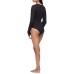  Women’s Sophisticated Cozy Lounge Bodysuit, Black, X-Large