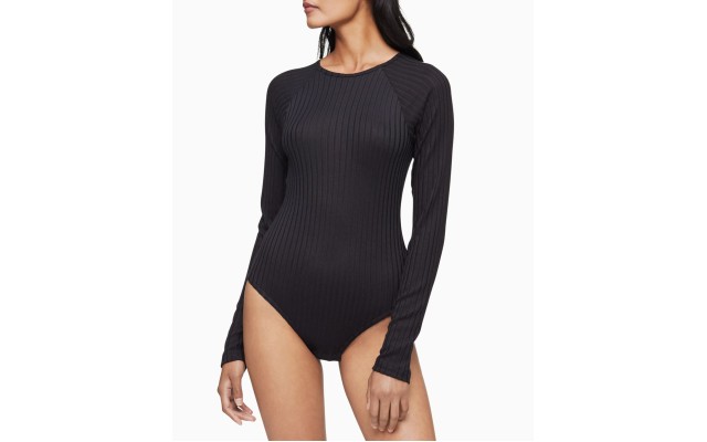  Women’s Sophisticated Cozy Lounge Bodysuit, Black, X-Large