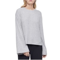 Calvin Klein Women’s Sophisticated Cozy Lounge Crewneck, Gray, Small