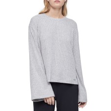 Calvin Klein Women’s Sophisticated Cozy Lounge Crewneck, Gray, Small