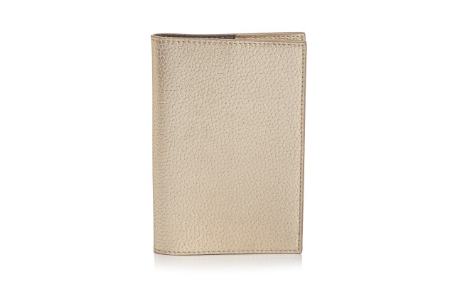  Gold Genuine Leather Passport Holder, Beige