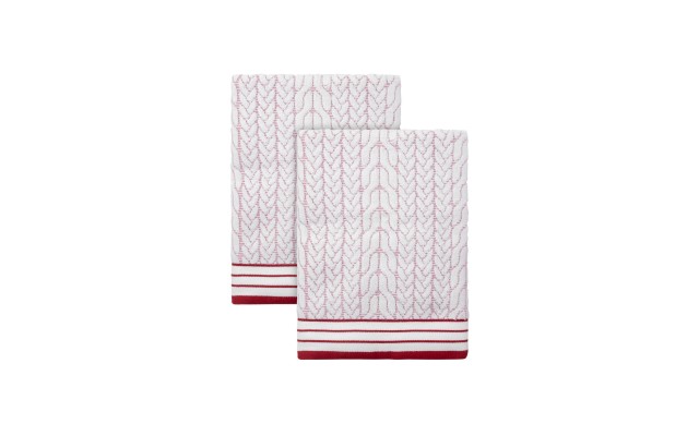  Chateau Royale Lasdon Bath Towel Set 2 pcs, Red, 27″ x 52,