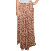 Caroline Constas Womens Floral Print Smocked Wide Leg Pants, Rustcopper, Small