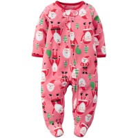 Carter’s 1-Pc. Santa-Print Footed Coverall, Baby Girls, Red, Newborn