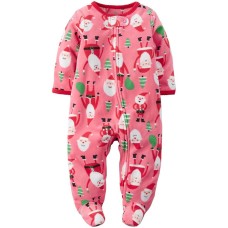 Carter’s 1-Pc. Santa-Print Footed Coverall, Baby Girls, Red, Newborn