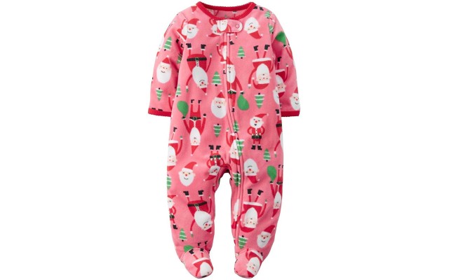 Carter’s 1-Pc. Santa-Print Footed Coverall, Baby Girls, Red, Newborn
