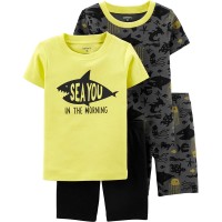 Carter’s Boys’ 4-Piece Snug Fit Cotton PJs (Yellow/Black/Sea You, 4)