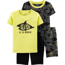 Carter’s Boys’ 4-Piece Snug Fit Cotton PJs (Yellow/Black/Sea You, 4)