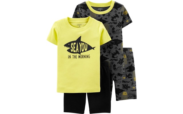 Carter’s Boys’ 4-Piece Snug Fit Cotton PJs (Yellow/Black/Sea You, 4)