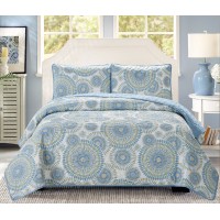 Casual Living Starburst 3 Piece Quilt Set, King – Blue