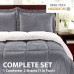  Ultra-Plush Sherpa Comforter & Shams, Pewter, King (102″ x 90″)