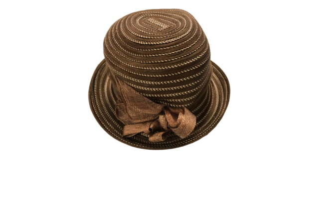  Accessories Cloche Hat with Bow Detail (One Size, Brown)