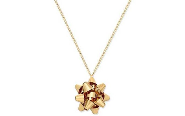  Women’s 36-in Holiday Bow Pendant Necklace Gold