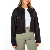 Celebrity Pink Juniors’ Collared Denim Shacket, Black, Large