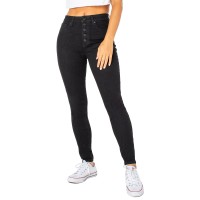 Celebrity Pink Juniors’ High-Rise Button-Fly Curvy Skinny Jeans – Black Wash, 11