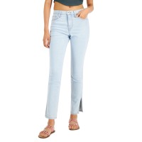 Celebrity Pink Juniors’ Side Slit Relaxed Skinny Jeans, Light Blue, 3
