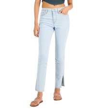 Celebrity Pink Juniors’ Side Slit Relaxed Skinny Jeans, Light Blue, 3